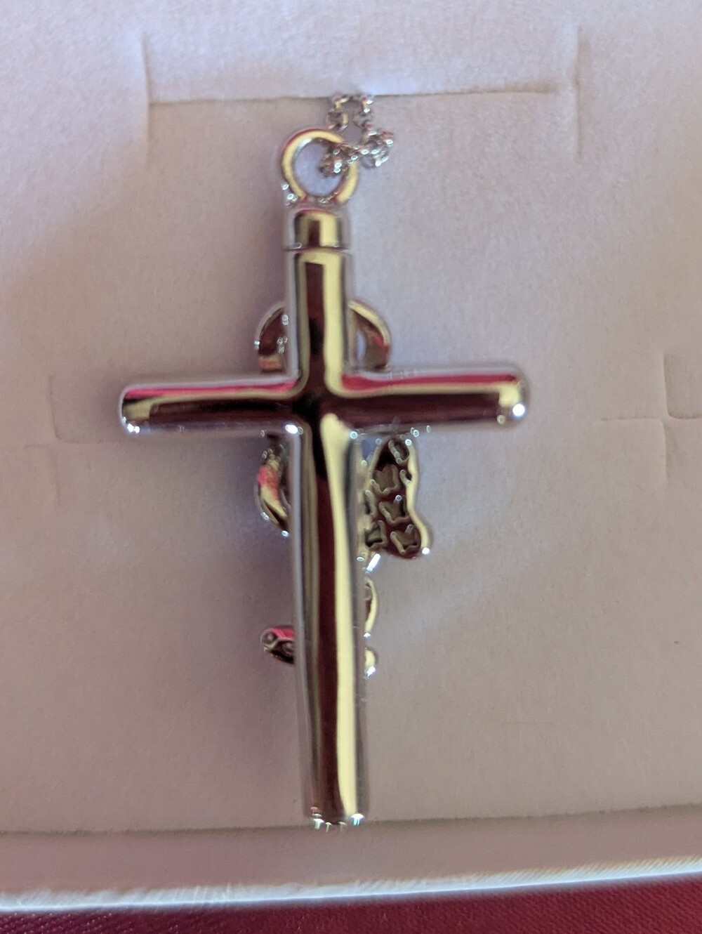 Cross Urn Necklace for Ashes Butterfly Sterling Silver 925 Cremation Jewelry - Picture 9 of 10